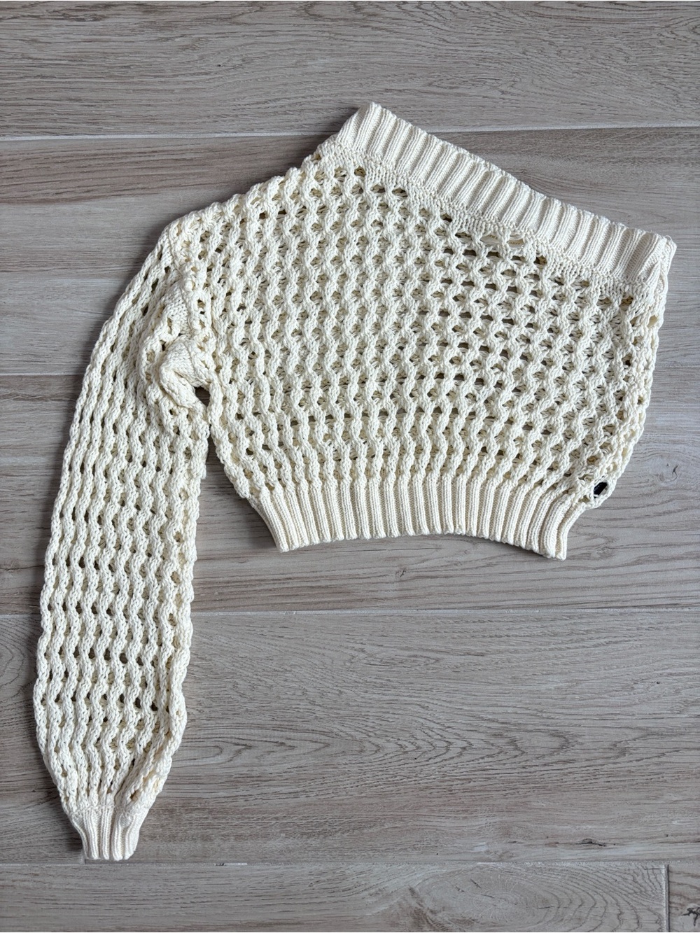 Anthropologie Maeve Crochet One Shoulder Cream Sweater Women’s One Size